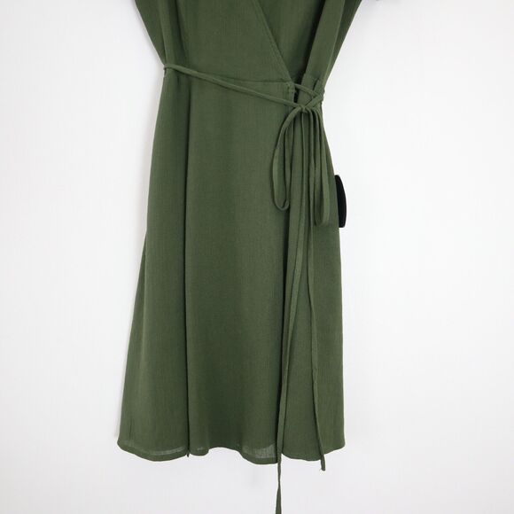 NWT Lulu’s Size S Harbor Point Wrap Dress Short Sleeve Olive Green - Picture 5 of 11